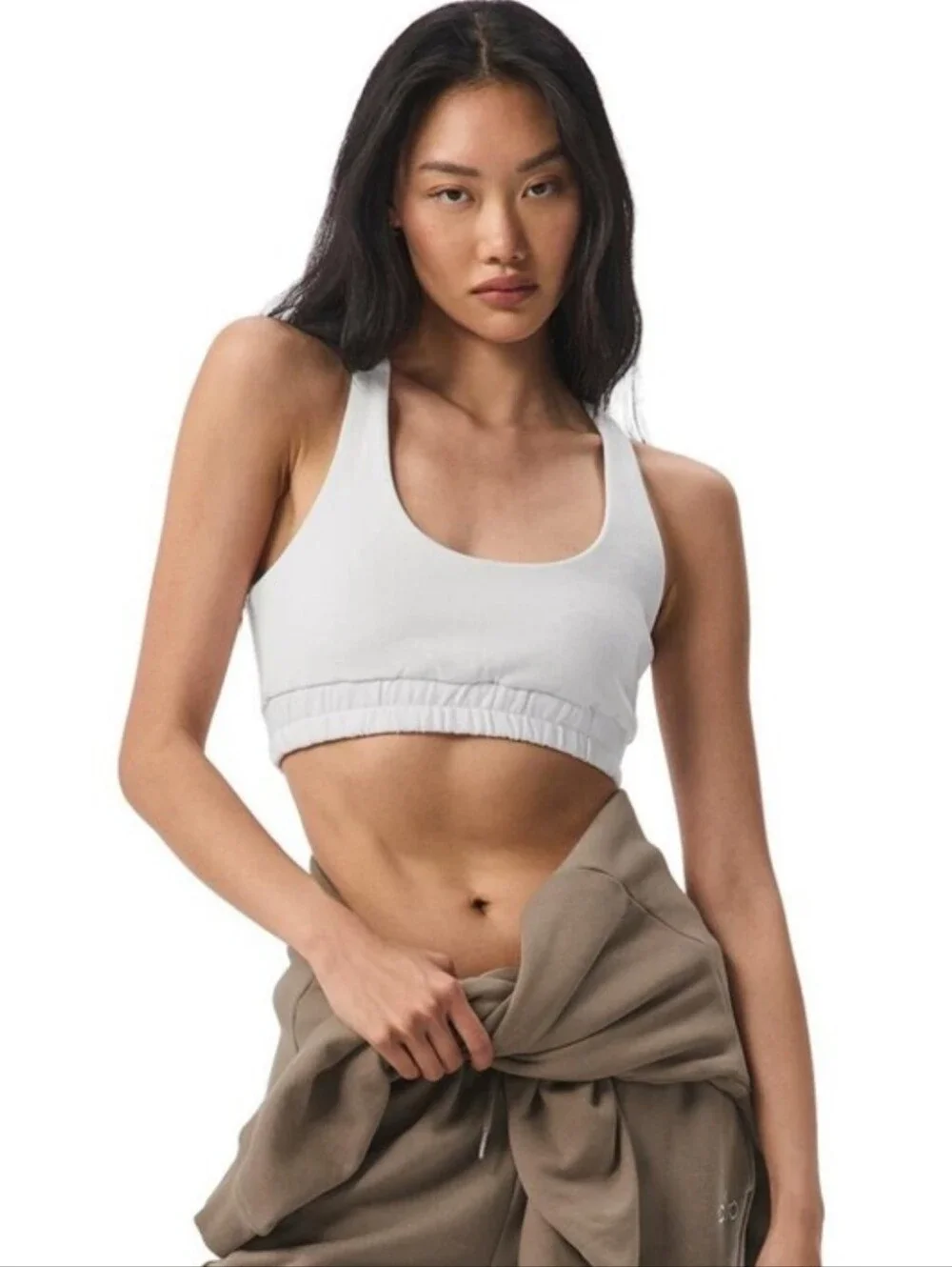 ALO YOGA SCOOP NECK SWEATSHIRT BRA
